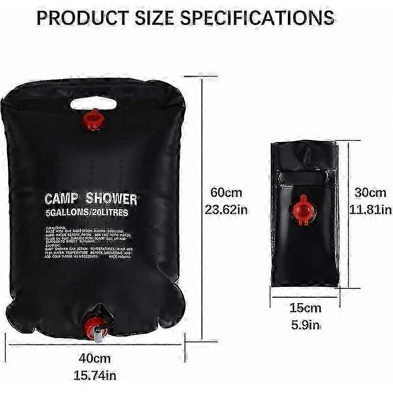 Camping Solar Shower Bag - 20L Solar Shower Camping Hiking Portable Solar Shower Bag