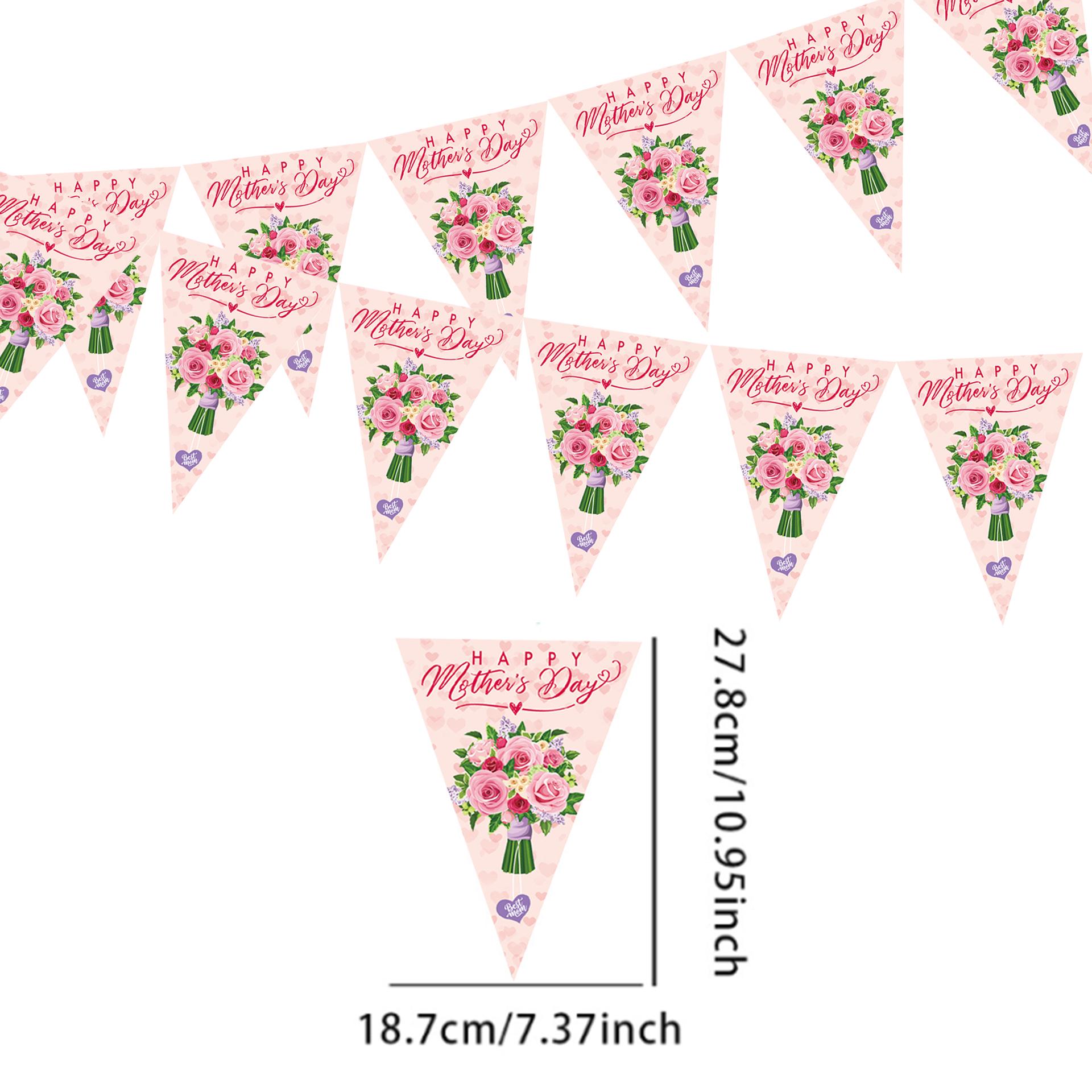 Mother s Day Party Triangle Flag Decoration - DIY Invitation Banner Flags