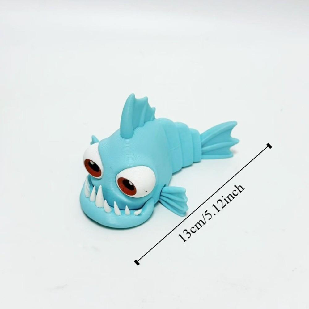 PLA 3D Printed Piranha Action Figures Handmad Joints Can Move Realistic Piranha Model Toy Animals Figure Statue