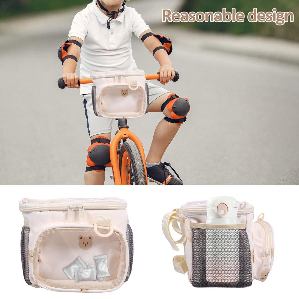Kid Bicycle Handlebar Bag Childrens Front Bike Storage Basket With Adjustable Strap Multi-function Cycling Carrier Bag Hanging