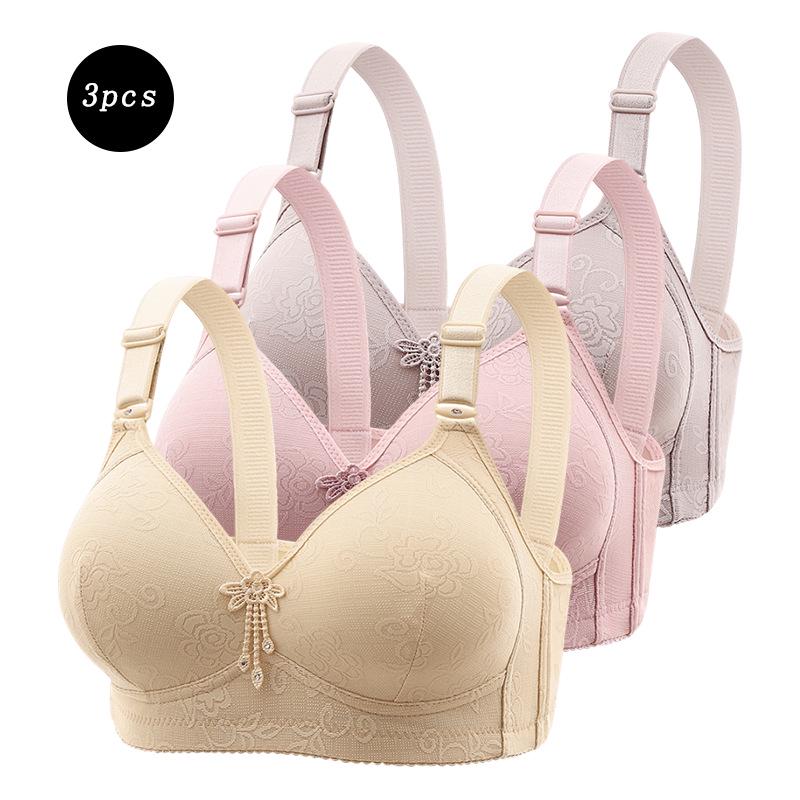 3-Piece Comfortable Lace Sports Bra Set for Women - Plus Size Cross-Back Design