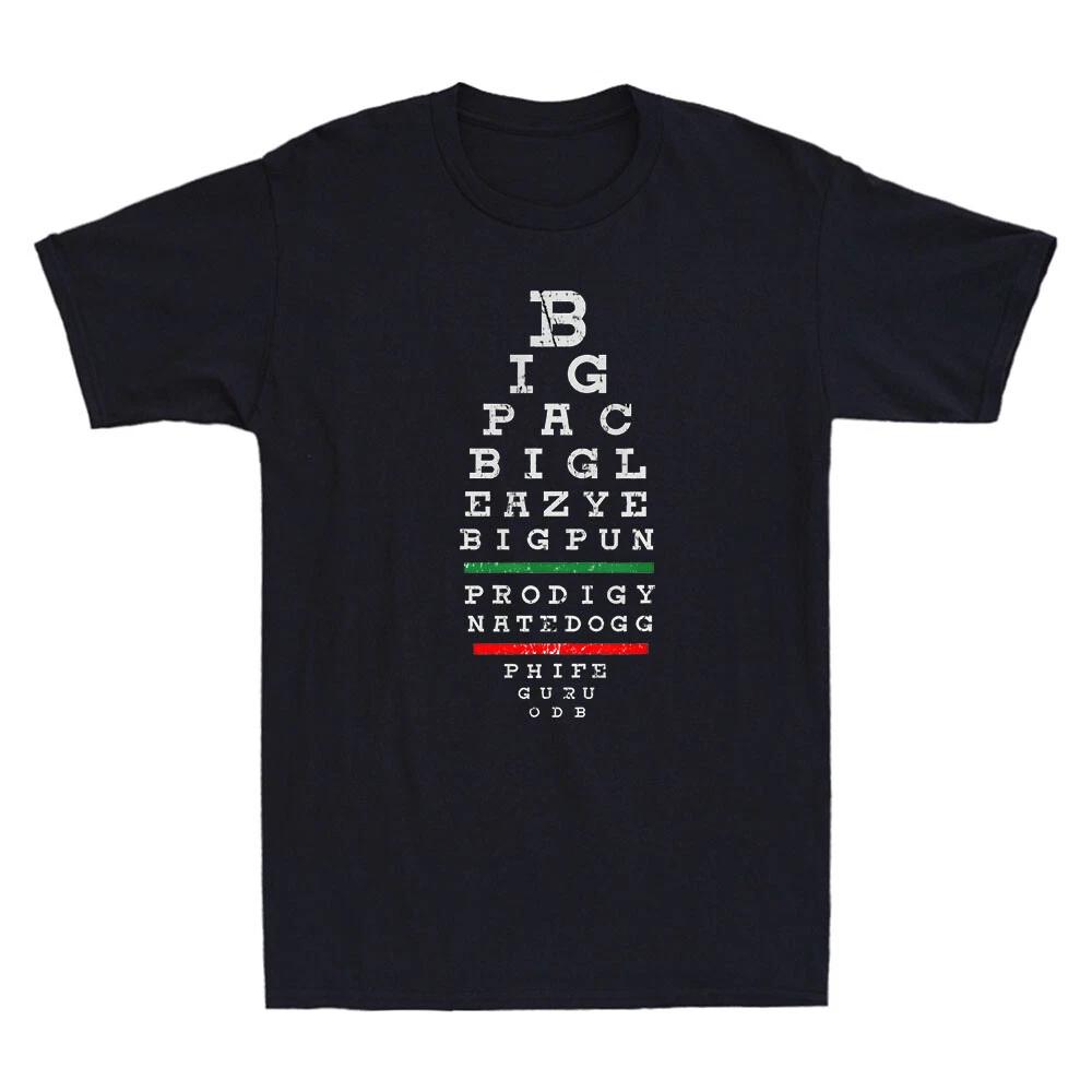 Old School Hip Hop Music Rap Legends Eye Chart 90s Hip-Hop Vintage Men s T-Shirt M