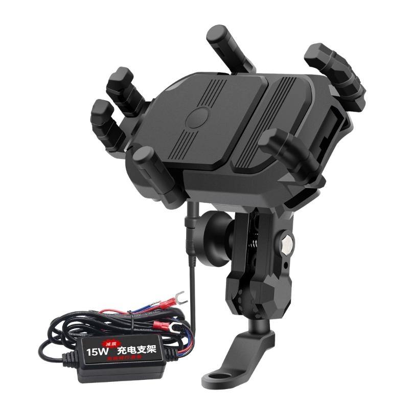 Motorcycle Phone Holder 15W Wireless Charger USB Fast Charging Bike Rack Support