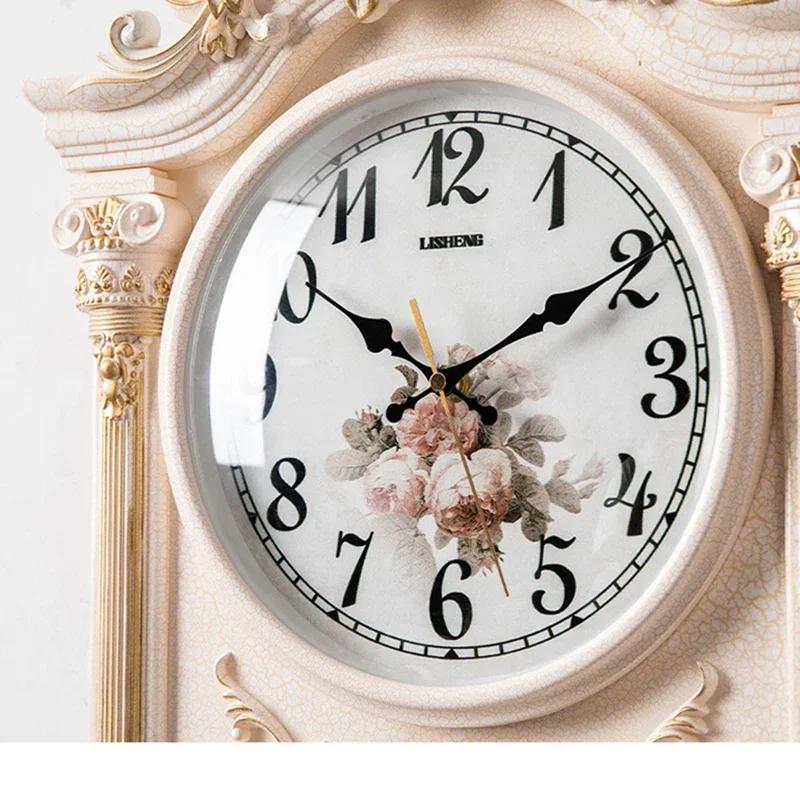 European Style Quartz Clock Wall Hanging Wall Clock Living Room Sofa Background Home Decoration Luxury Swing Wall Watches P7H1G6