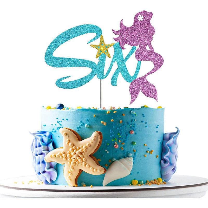Mermaid Tail Happy Birthday Cake Topper Little Mermaid Party 1-10 Number Cupcake Toppers Girls Birthday Baby Shower Party Decor