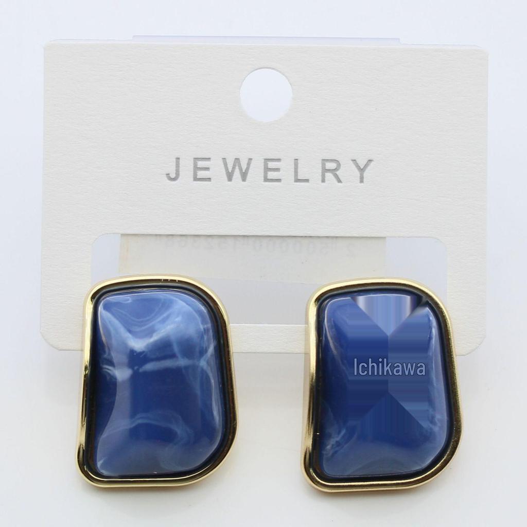 Real Gold Retention S925 Silver Amber Stud Earrings - Versatile Geometric Retro Design