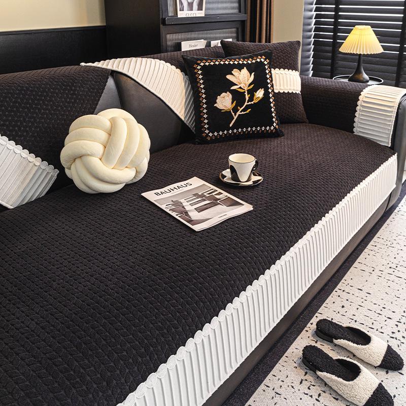 Cream Style Sofa Cover Splicing Jacquard Sofa Cover Thicken Living Room Couch Cushion Anti-slip Four Season Universal Sofa Towel