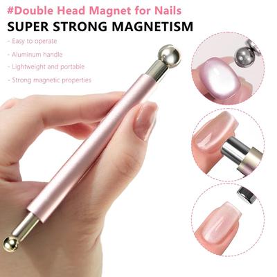 Cat Eye Magnetic Ball With Nail Magnetic Stick Tool Set Double-head Strong Magnet Pen 3D Cat Eye Gel Polish Nail Supplies