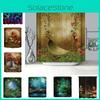 Dreamy Forest Mushroom Swing Polyester Digital Printed Shower Curtain