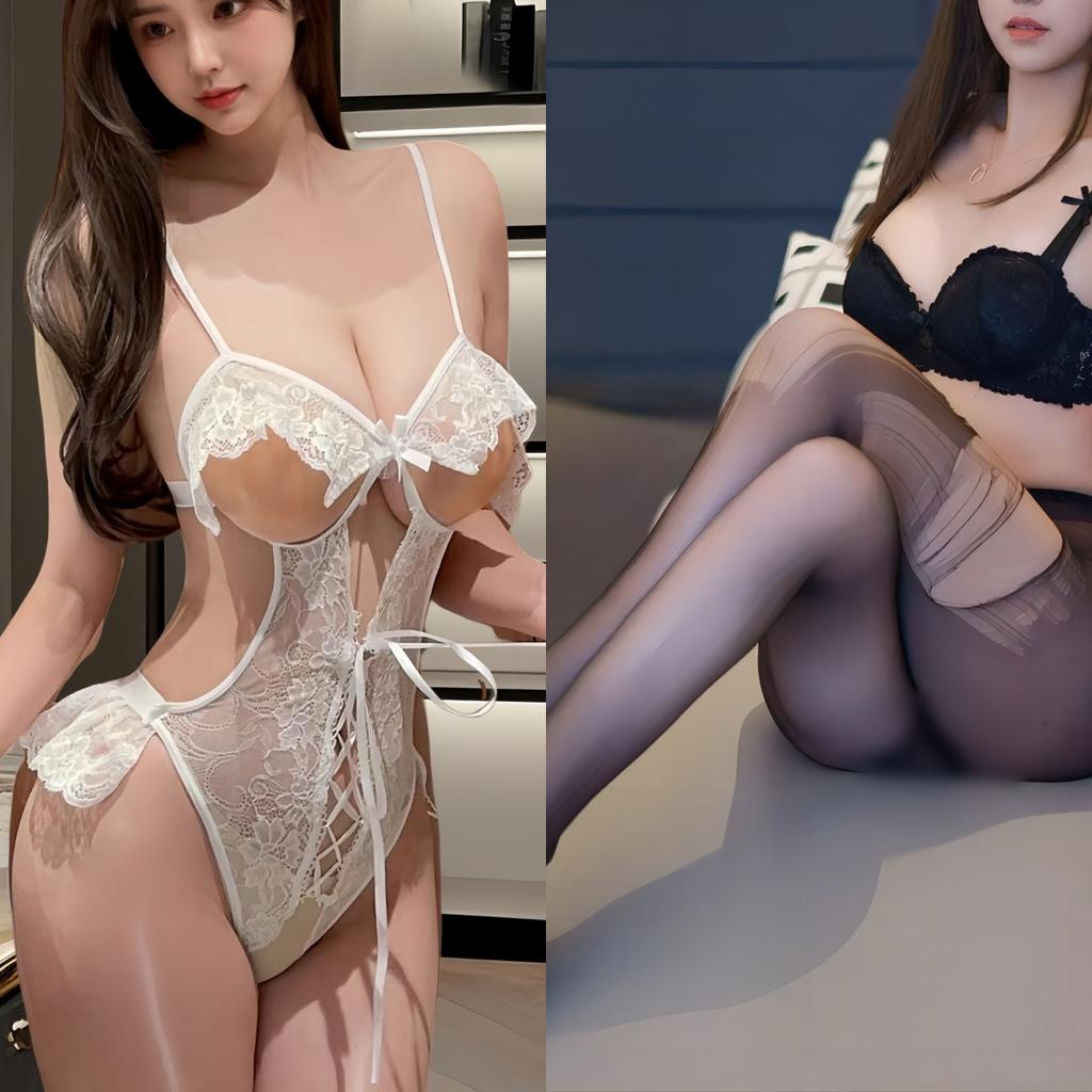 Sexy underwear Sexy small chest steel ring onesie Passion temptation Hollow breast suspender Lace free suit women