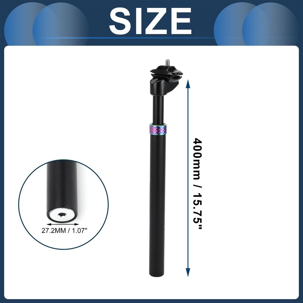 INFINAUTO 27,2x400mm Fahrrad-Sattelstütze, Aluminiumlegierung, Schwarz, Stoßdämpfend, Fahrrad-Sattelstütze, Sitzrohr