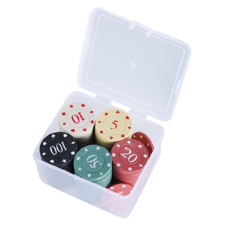 100Pcs Casino Poker Chip with Case Roulettes Game Bingo Chip Plastic Counting Counters Poker Chip Kids Teaching Reward