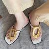 Fashion New In 2025 Luxury Women Slippers Summer Beach Fashion Metal Flip Flops Female Slides Slippers Ladies Flats Sandals Shoes