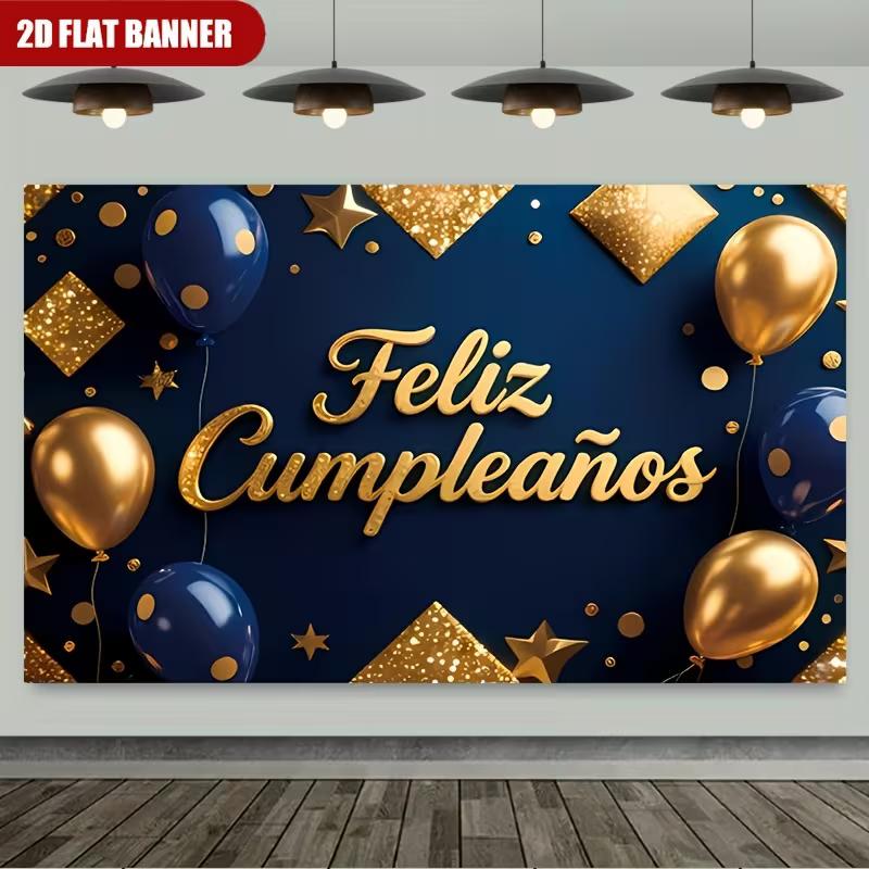 2D Spanish Birthday Glitter Balloon Photography Background