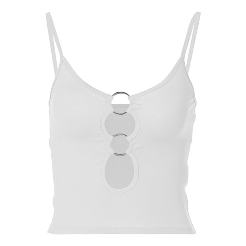 Solid Color Hollow Exposed Navel Slim Sling Pure Color Cutout Sling