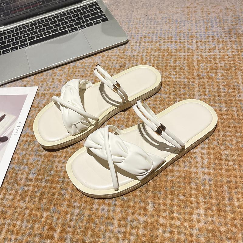 

2025 New Women s Slippers Summer Outerwear Thickened Versatile Korean Style Ladies Mesh Slippers French Bow Design Popular Model 40 бежевий