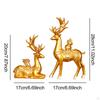 2 Pieces Deer Figurines Animal Sculpture Desktop Decoration Golden Resin Statues for Cabinet