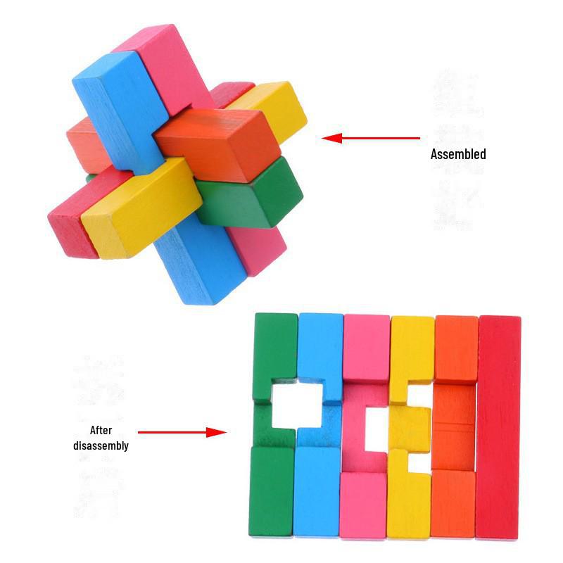 Colorful Kongming & Luban Locks: Educational Puzzle Gift for Adults & Students