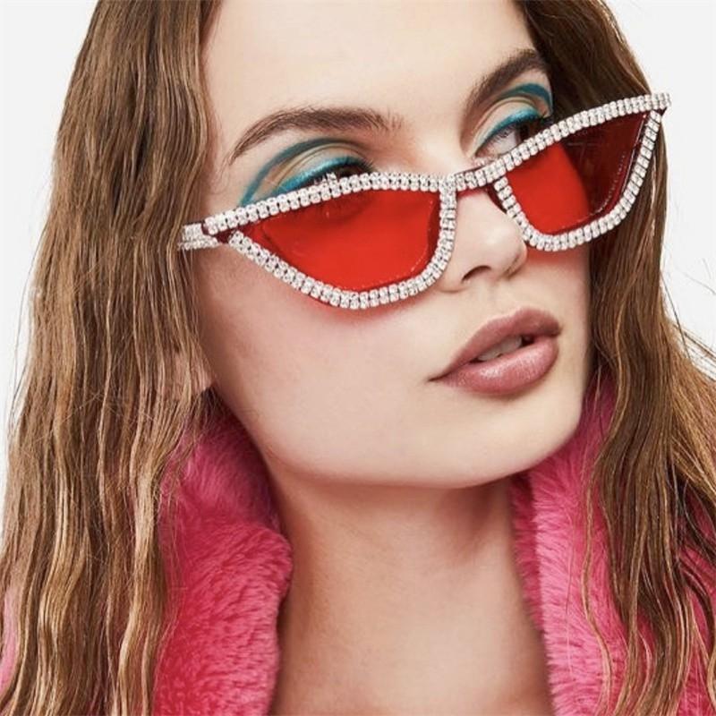 Luxury Cat Eye Sunglasses Women Men Fashion Diamond Triangle Brand Designer Glitter Sun Glasses UV400 Shades Eyeglasses