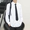 Korean Style Men Loose Shirt Long Sleeve Button Down Casual Shirt With Tie For Daily Wear