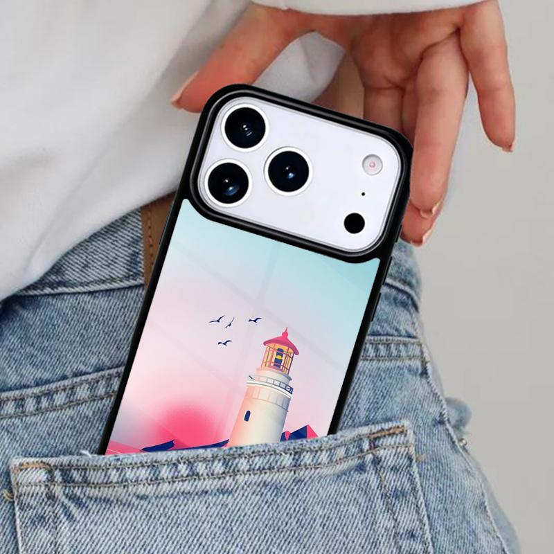 Abstract highway landscape lighthouse Phone Case for iPhone 16e 15 14 13 12 17 Pro Max Plus Air 17pro Cover Coque