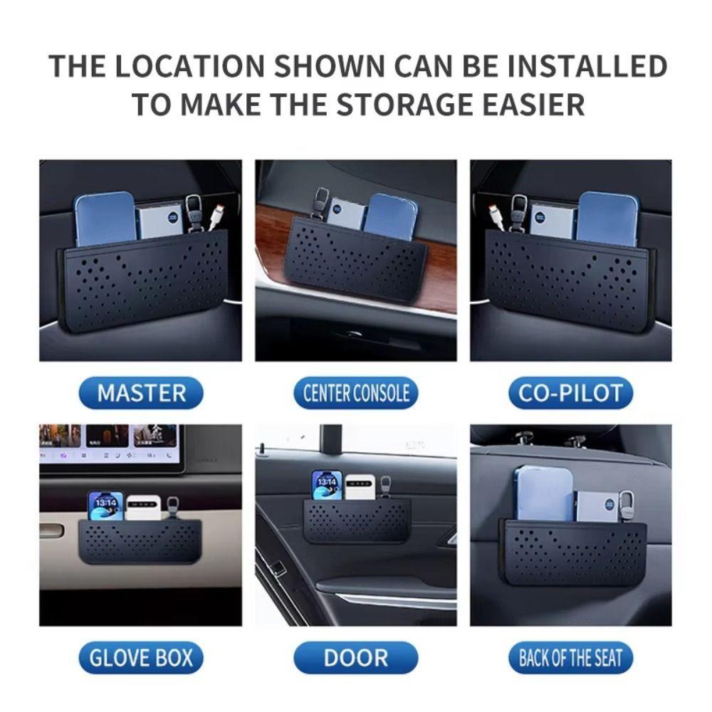 PU Leather Multi-Functional Hanging Bag Paste Type Car Sundries Box Card Bill Storage