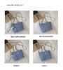 Geantă Dama Trendy din Denim tip Bucket - Elegantă Single-Shoulder Crossbody cu Detalii Strass