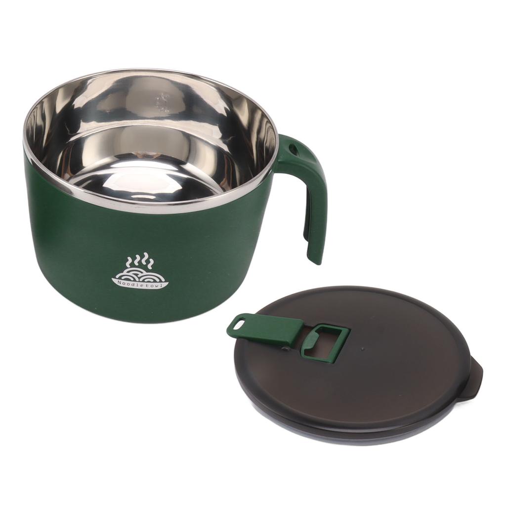 Stainless Steel Instant Noodle Bowl Seal Drain Soup Mug with Lid Phone Holder for Dormitory Office