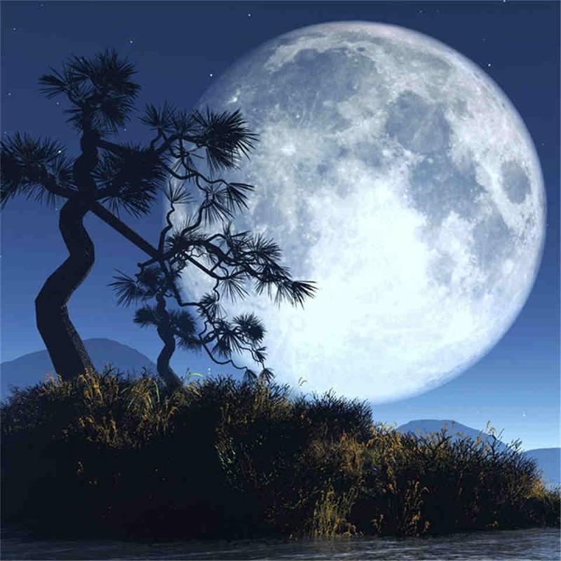 5D DIY Diamond Painting Full Round Scenery Mosaic Moon Picture Of Rhinestone Decor Home