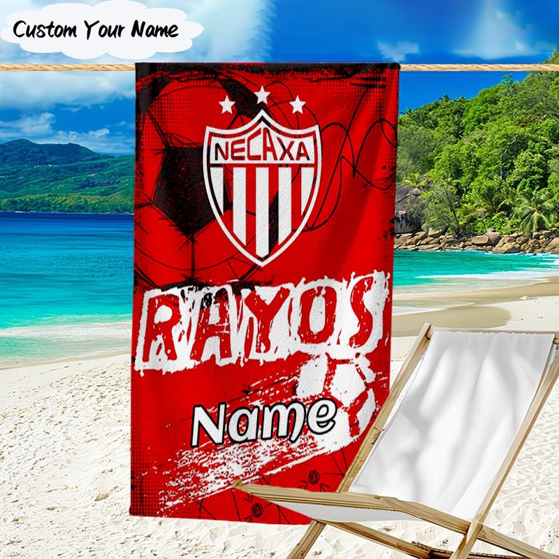 1PC Custom Name Beach Towel NECAXA Team Crest Design Beach Towel, Suitable for Camping, Travel, Beach Accessories, Super Absorbent, Family Gift