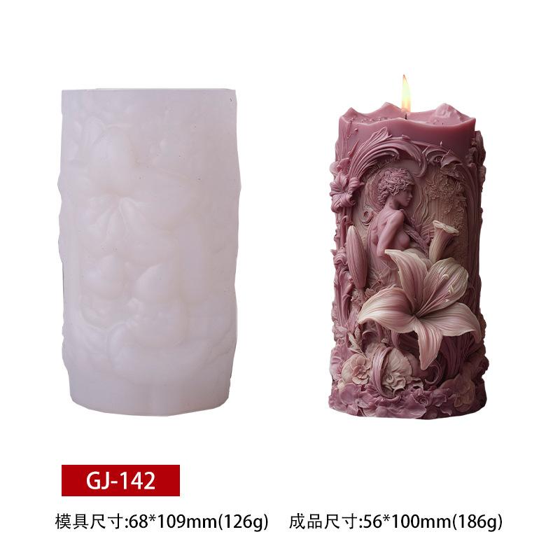 Floral Relief Silicone Mold DIY Easter Figurine Scented Candle And Aroma Stone Set