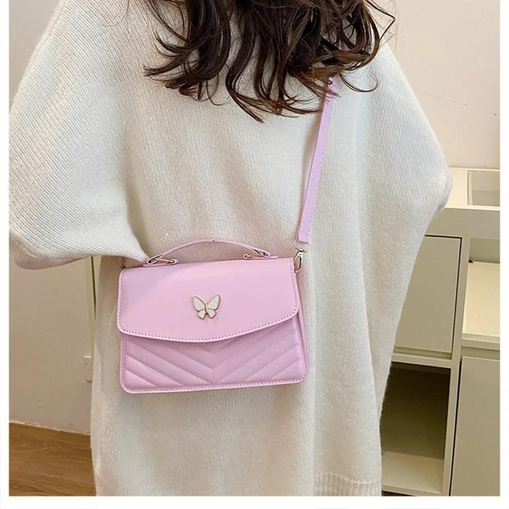 Fashion Pure Color Women's Handbag PU Large Capacity Crossbody Bag Square Bag