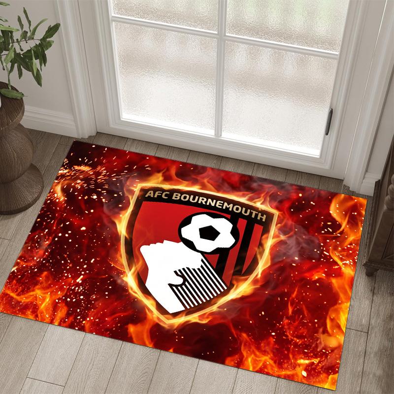 Bournemouth Football Design Crystal Velvet Carpet Cozy Non?Slip Printed Rug For Bedroom Living Room Entrance