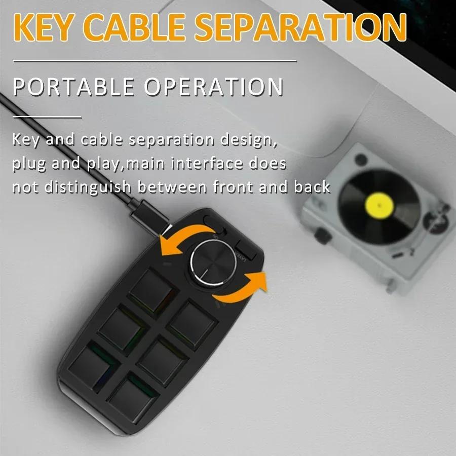 6 Keys 1 Knob Macro Custom Programming Keyboard 2.4G/Bluetooth/Wired Mini RGB Gaming Wireless Bluetooth Knob Mechanical Keypads