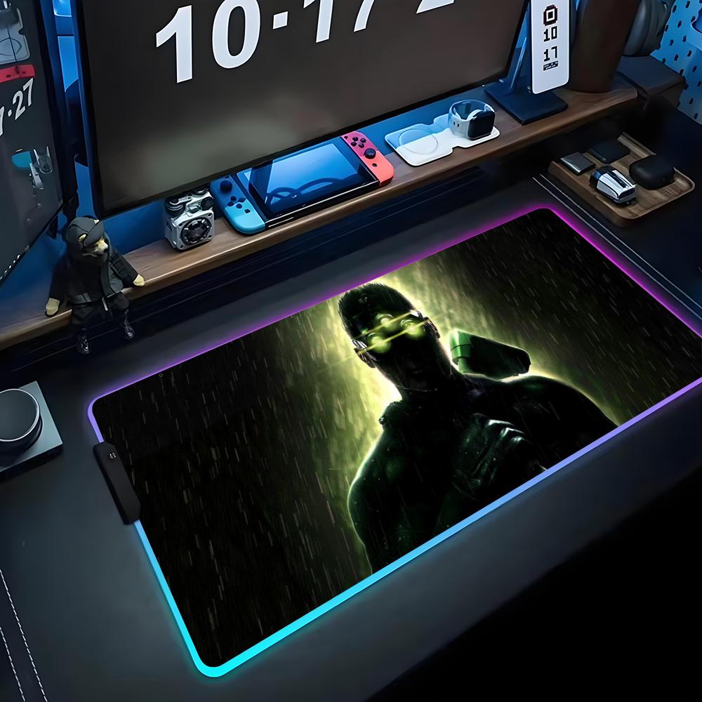 Splinter Cell Mouse Pad RGB Gaming Mousepad Big LED Pad PC Desk Mat Luminous Mouse Pad Large Keyboard Mats Table Rug With