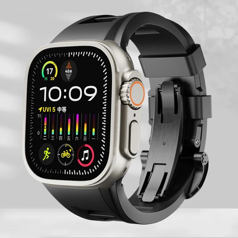 Classic Soft Silicone Strap for Apple Watch Ultra 2 49mm 45mm 44mm 42mm Sports Silicone Bracelet for IWatch Series 9 8 7 6 5 4 SE Correa