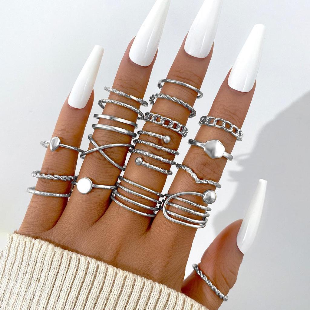 22-Piece Butterfly & Love Multi-Joint Ring Set