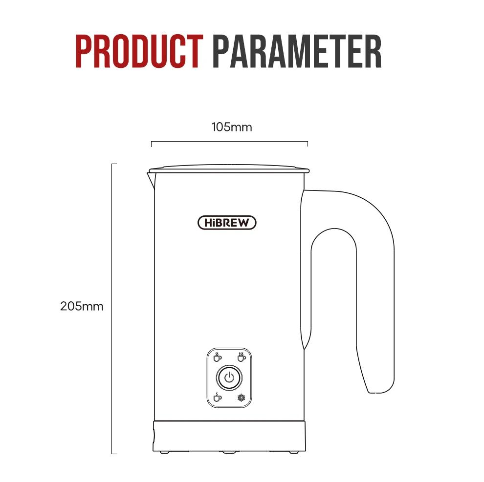 HiBREW 4 in 1 Milk Frother Frothing Foamer Fully automatic Milk Warmer Cold/Hot Latte Cappuccino Chocolate Protein powder M3A