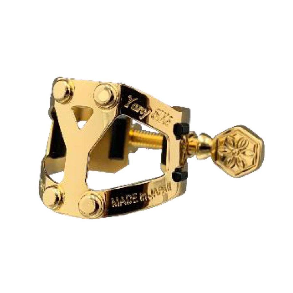 Yany SIXS Ligature for Ebonite Soprano Gold Plated Finish (Reverse Tightening/Single Screw) Saxophone,