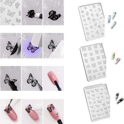 Molde de silicone de cristal para unhas Moldes para decoração de unhas Carimbos de silicone Moldes para decoração de unhas Ferramentas de carimbo para decoração de unhas