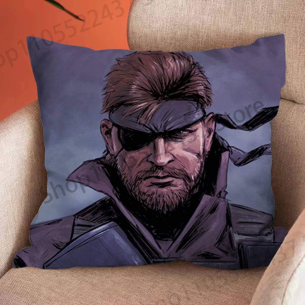 Game MMetal GGear Solid Snake Cartoon Printing Pillowcase Customized Pillow Cover for Sofa Home Decor
