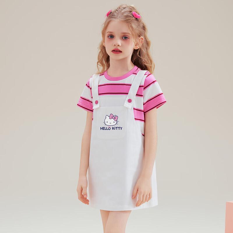 Hello Kitty Girls  Striped Faux Two-Piece Suspender Dress 110