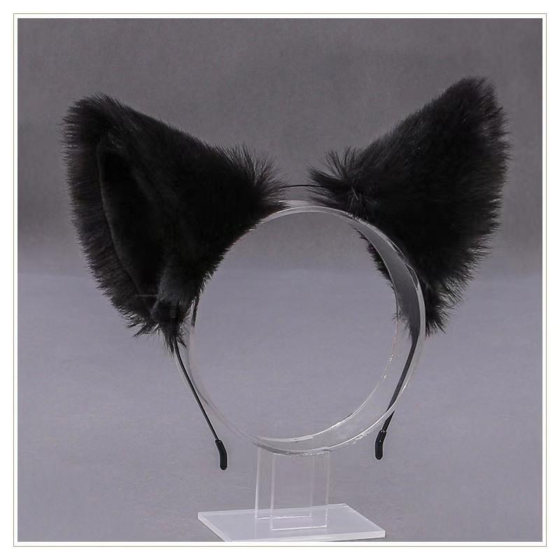 Grappige kattenoren (Gestoomd brood in de vorm van een kattenoor) Pluche Haarband, Schattige Pluche Oor Hoofddeksel, Veelzijdig, Maak Foto's en Verkleed Magie black