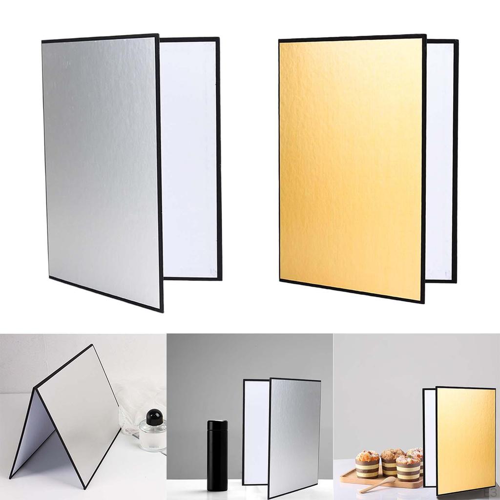 3 in 1 Light Reflector 42 x 30cm Portable Folding Diffuser Board for Food Photography Product