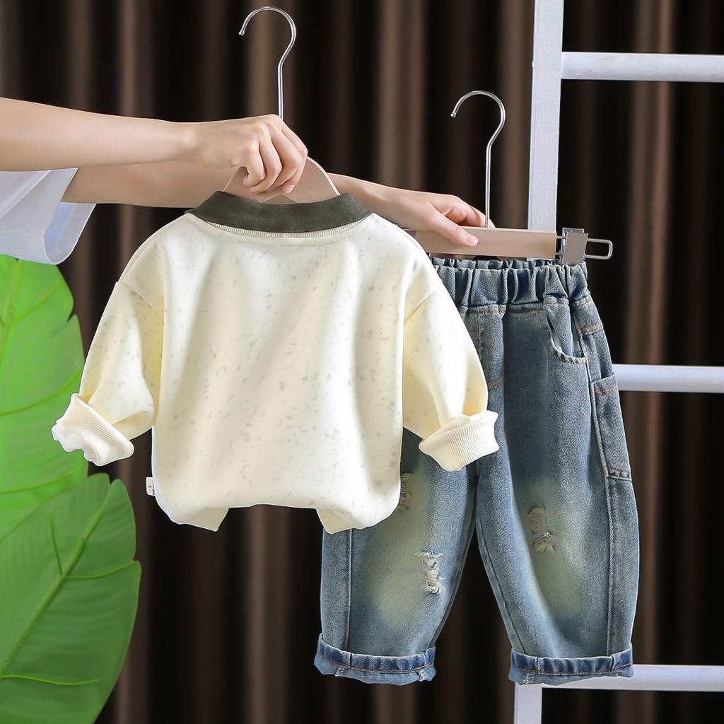 Kids Casual Long-Sleeve Set, Comfortable Daily Wear Outfits