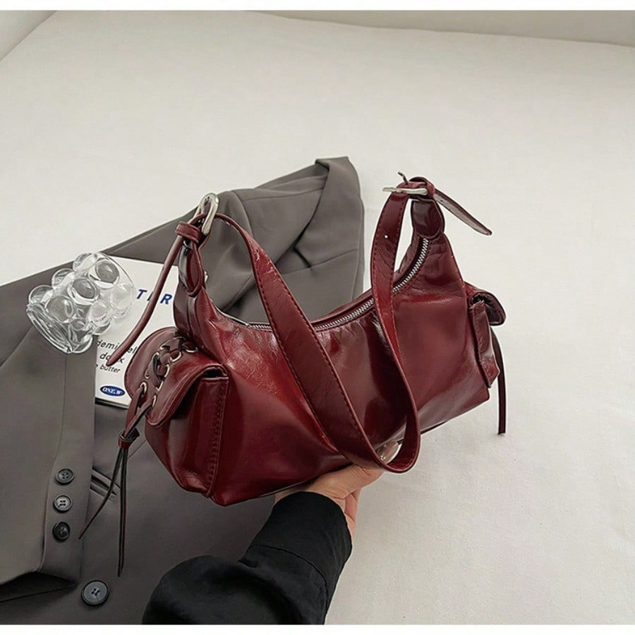 Niche Design Underarm Bag Women's Bag Fashionable Versatile Double Pocket Large Capacity Shoulder Bag