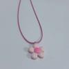 Sweet Colorful Flower Pendant Necklace for Women Girl Floral Design Rope Chain Chokers Fashion Jewelry Gift