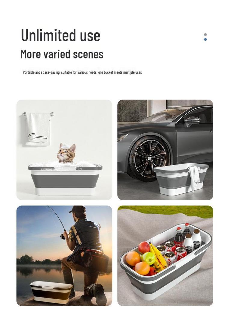 Multifunctional Silicone Folding Mop Bucket - Portable Rectangular Design