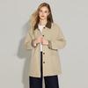 TaTu Women's Autumn/Winter Color-Block Loose Lapel Mid-Length Trench Coat