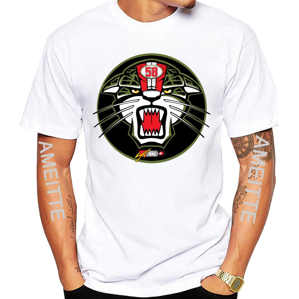 Legend Motorcyclist Marco Simoncelli 58 GP Race T-Shirt Newest Men Short Sleeve Sport Hip Hop Boy Casual Tees Mans White Print Tops